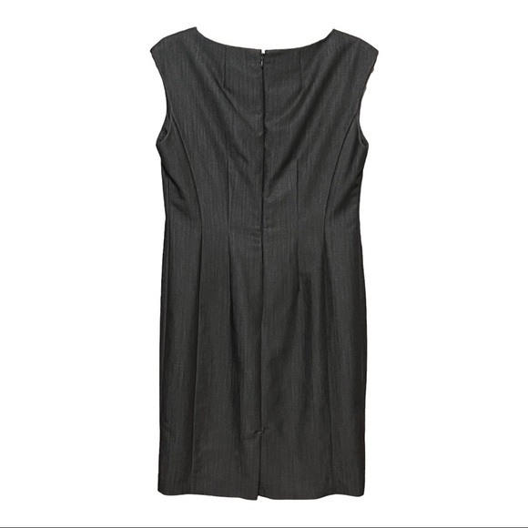 Calvin Klein Sleeveless Pocket Sheath Dress Chambray Black Sliming Princess Cut - Picture 2 of 9